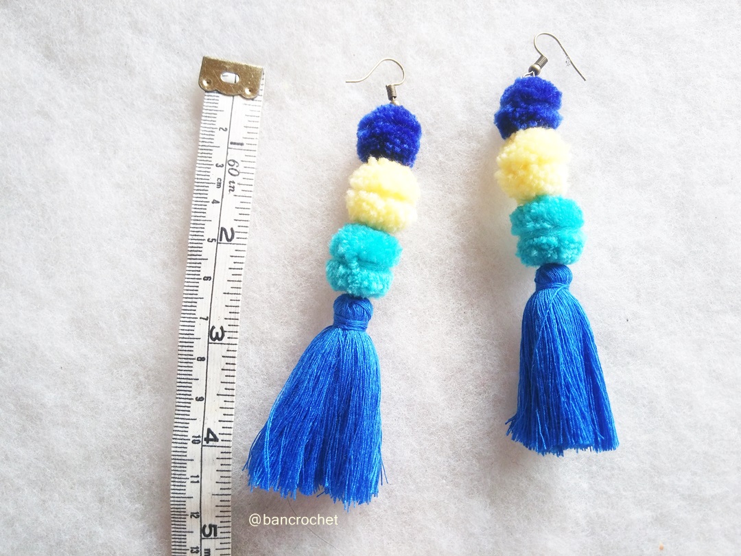 Bancrochet ต่างหูถักโครเชต์ crochet earring หลากสี 4-6 นิ้ว