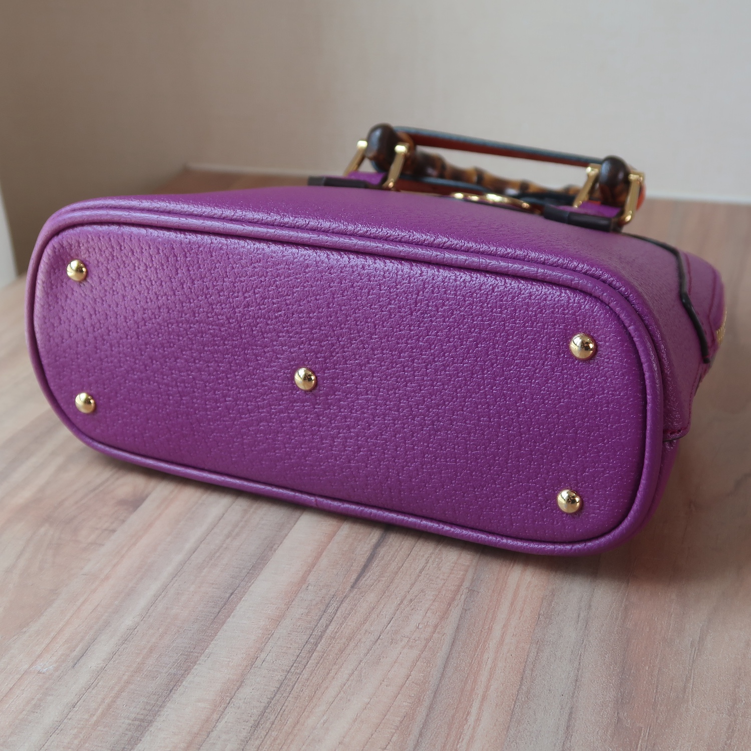 Gucci Purple Calfskin Diana Bamboo Top Handle Mini Dome Tote
