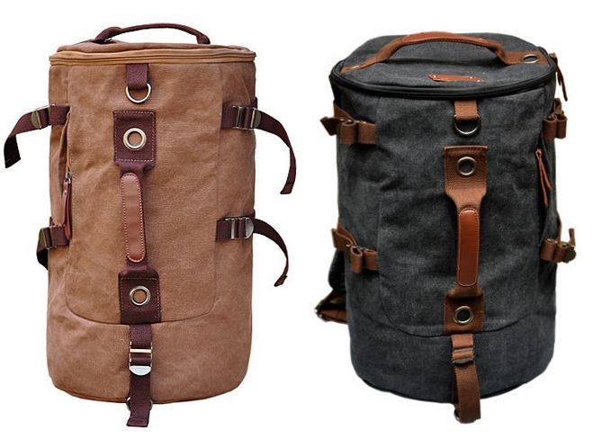 กระเป๋าเป้ กระเป๋าสะพาย กระเป๋าเดินทาง ผู้หญิง ผู้ชาย ใช้ได้ ผ้า Canvas อย่างหนา วัสดุอย่างดี ทำเป็นรูป ทรงกระบอก ใส่นิตยสาร หรือ เสื้อผ้า เที่ยวเขาได้ no 7432833