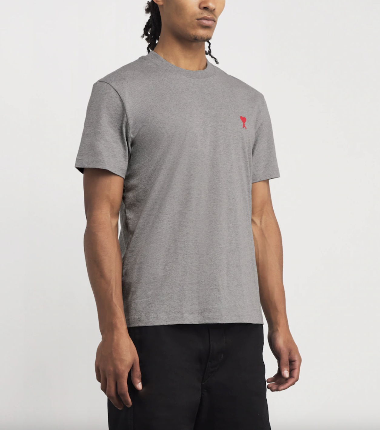 Ami Grey Cotton Logo T-Shirt