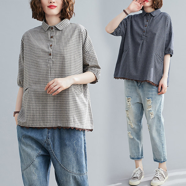เสื้อเชิ้ตคนอ้วน สไตล์ญี่ปุ่น เสื้อทีเชิ้ตคนอ้วนผู้หญิง เสื้อทีเชิ้ตตัวใหญ่