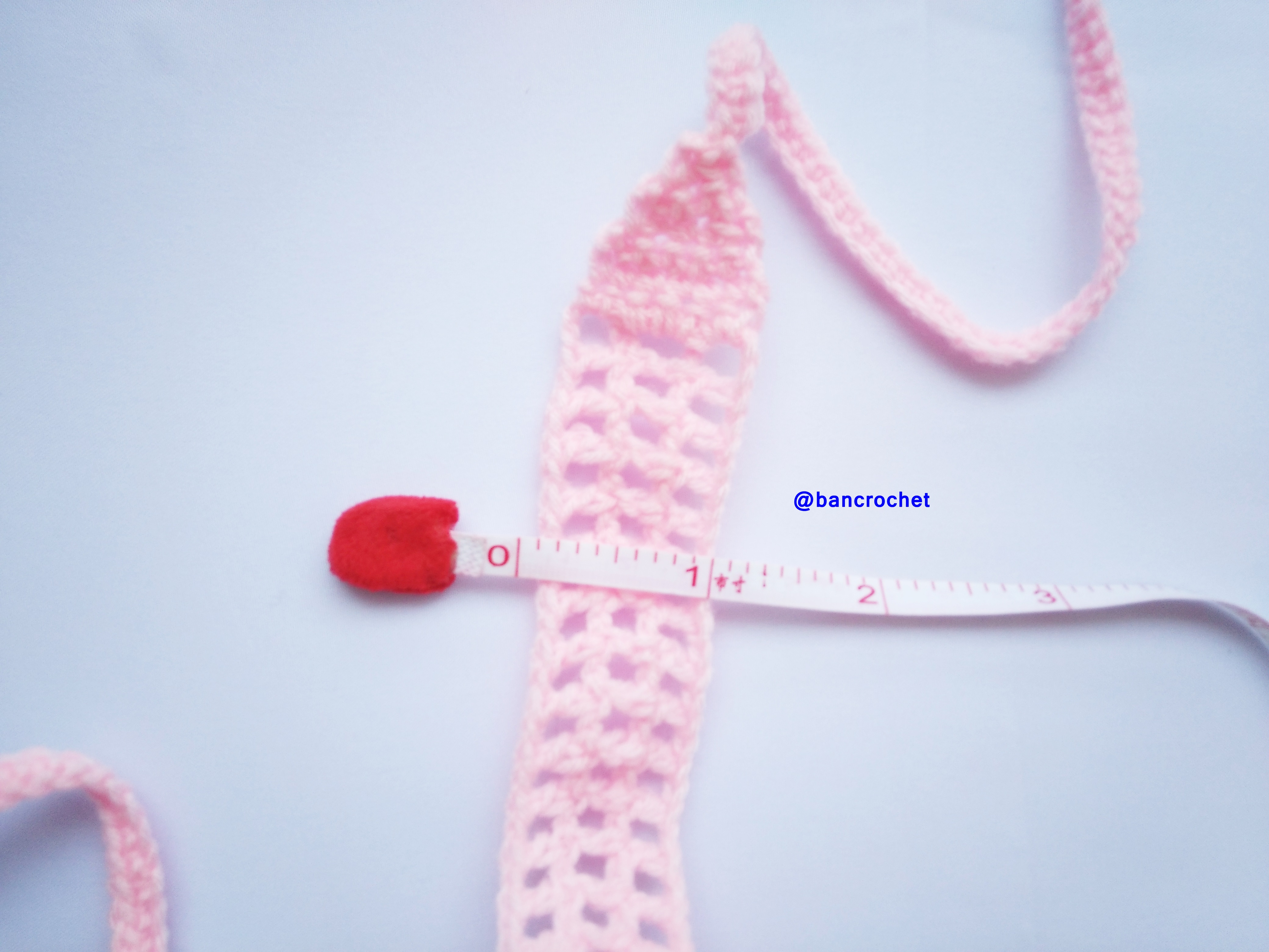 Bancrochet ที่คาดผมถักโครเชต์ crochet headband ชมพูอ่อน 1-1.5*13 inch
