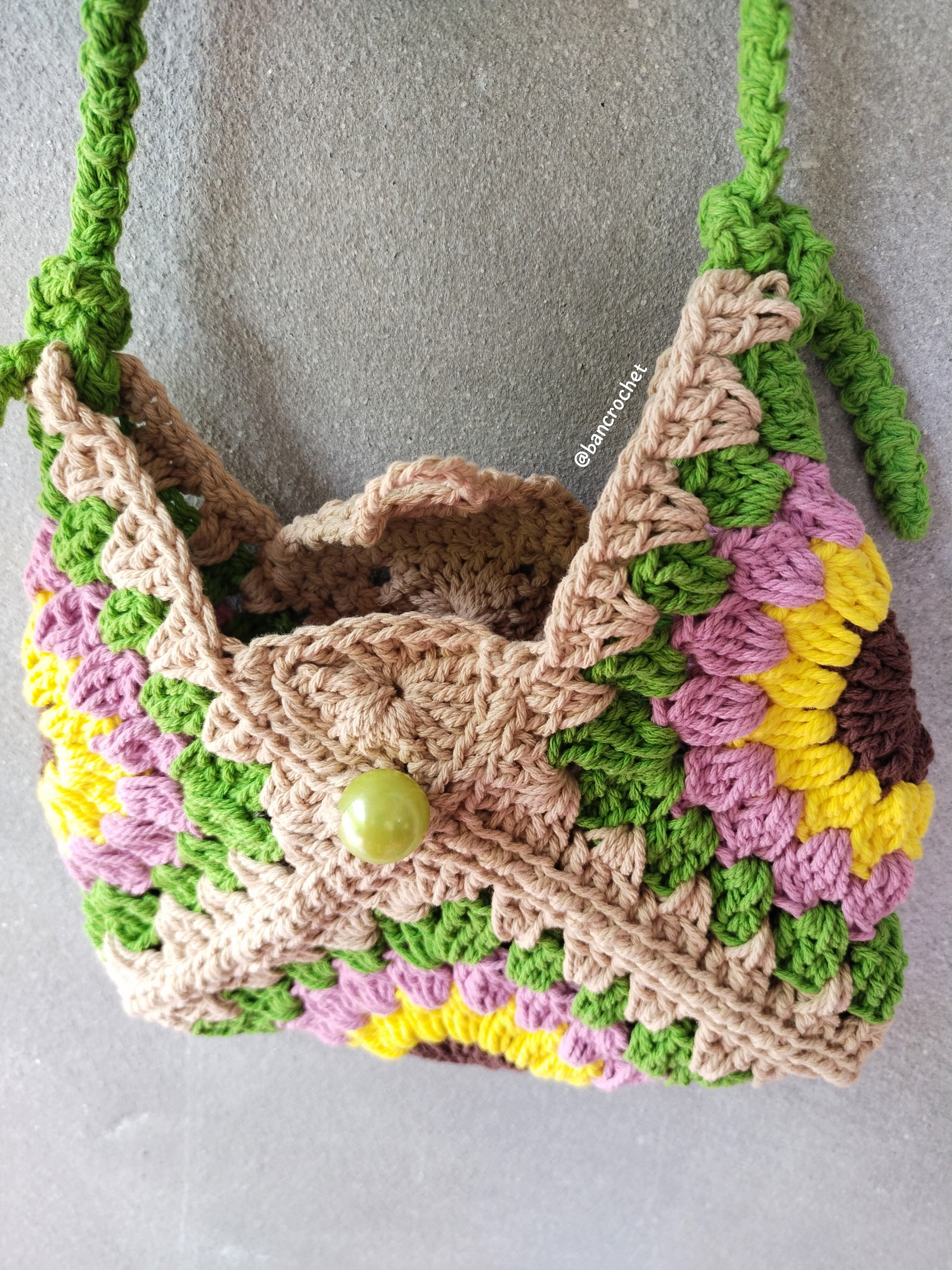 Bancrochet กระเป๋าถักโครเชต์ crochet bag หลากสี 7*5 inch