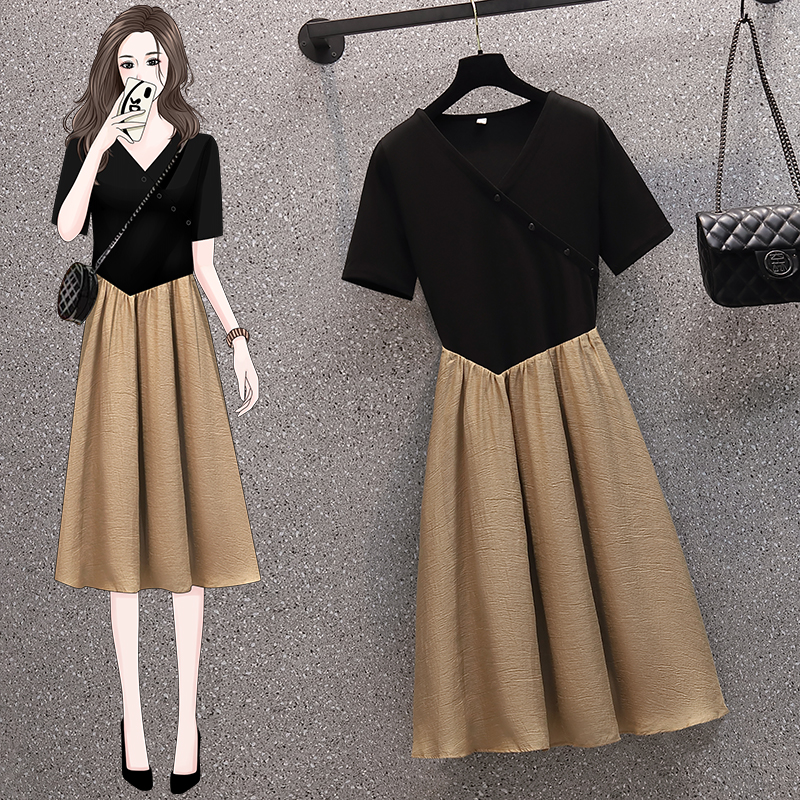 เดรสแขนสั้น มีไซส์ L-4XLอก 38-47 นิ้ว ใส่ได้ทั้งสาวหุ่นดีน่ารักจนถึงสาวอวบพลัสไซส์