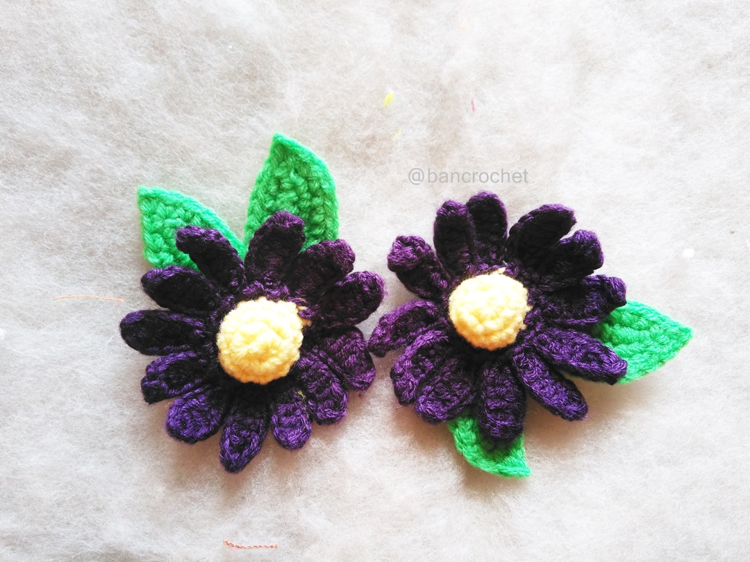 Bancrochet ดอกดาวกระจายสีม่วงเข้ม Dark Purple Sulfur Cosmos flowers ม่วงเข้ม 3 นิ้ว/inches