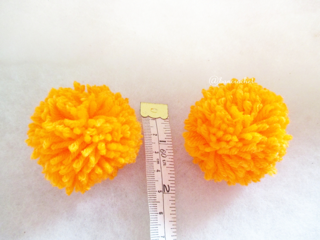 ปอมปอมไหมพรมสีส้ม ขนาด 2 นิ้ว pompoms crochet