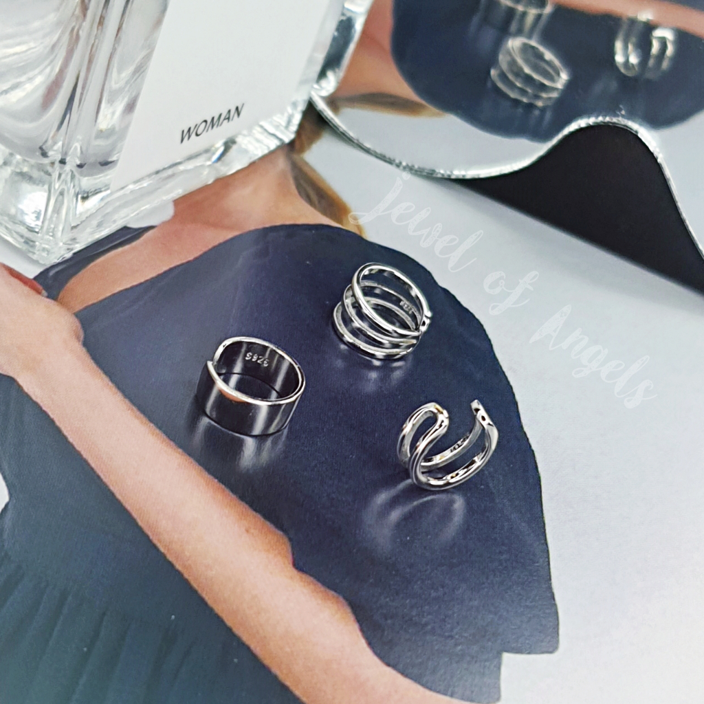 ต่างหูหนีบ Ear Cuff รุ่น Energy เงินแท้S925 ต่างหูคลิปหนีบแฉก 3แบบ สีเงิน Silver925