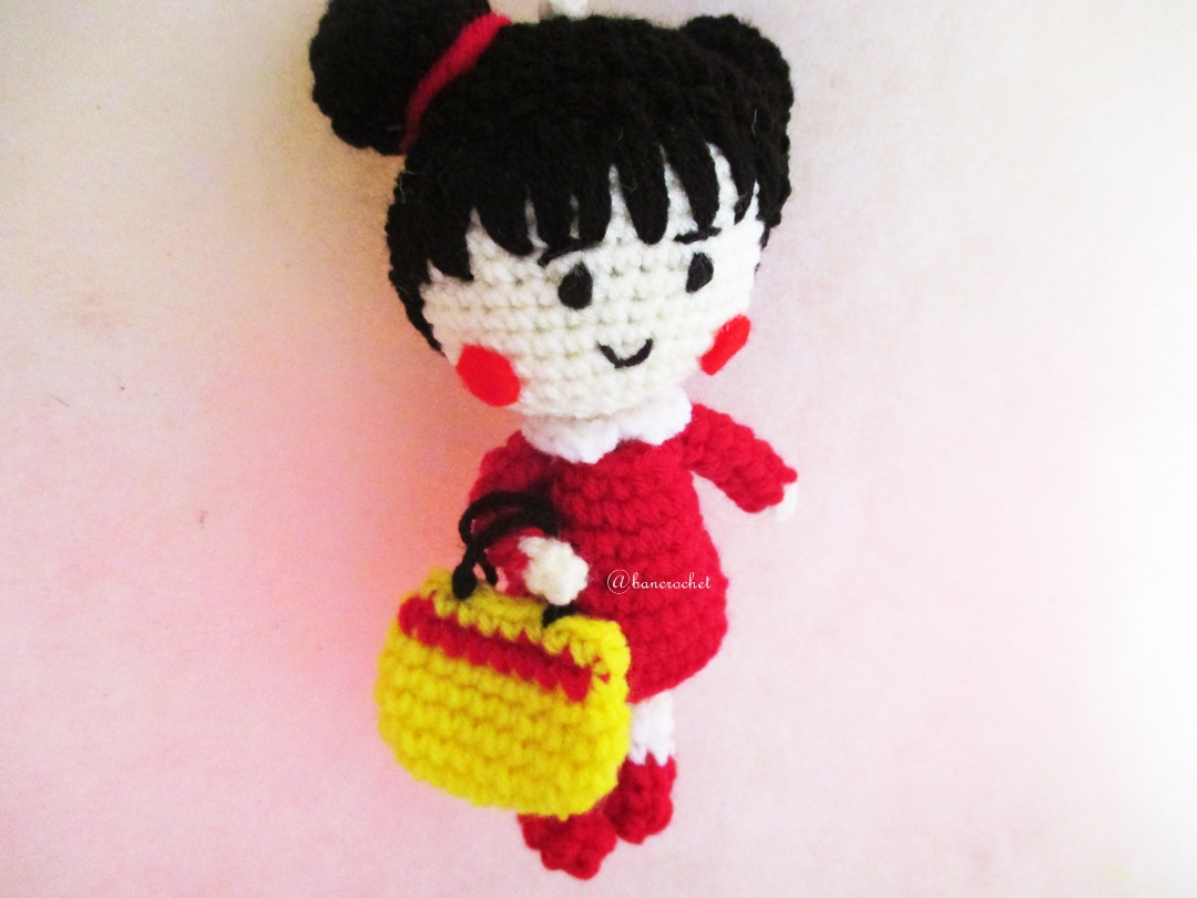 พวงกุญแจมารูโกะถักไหมพรม ขนาด 4 นิ้ว maroko crochet keychain 4 inch