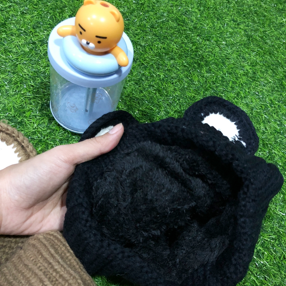 หมวกไหมพรม หนวดแมว น่ารัก งานดีบุขนอุ่นด้านใน พร้อมส่งจ้า