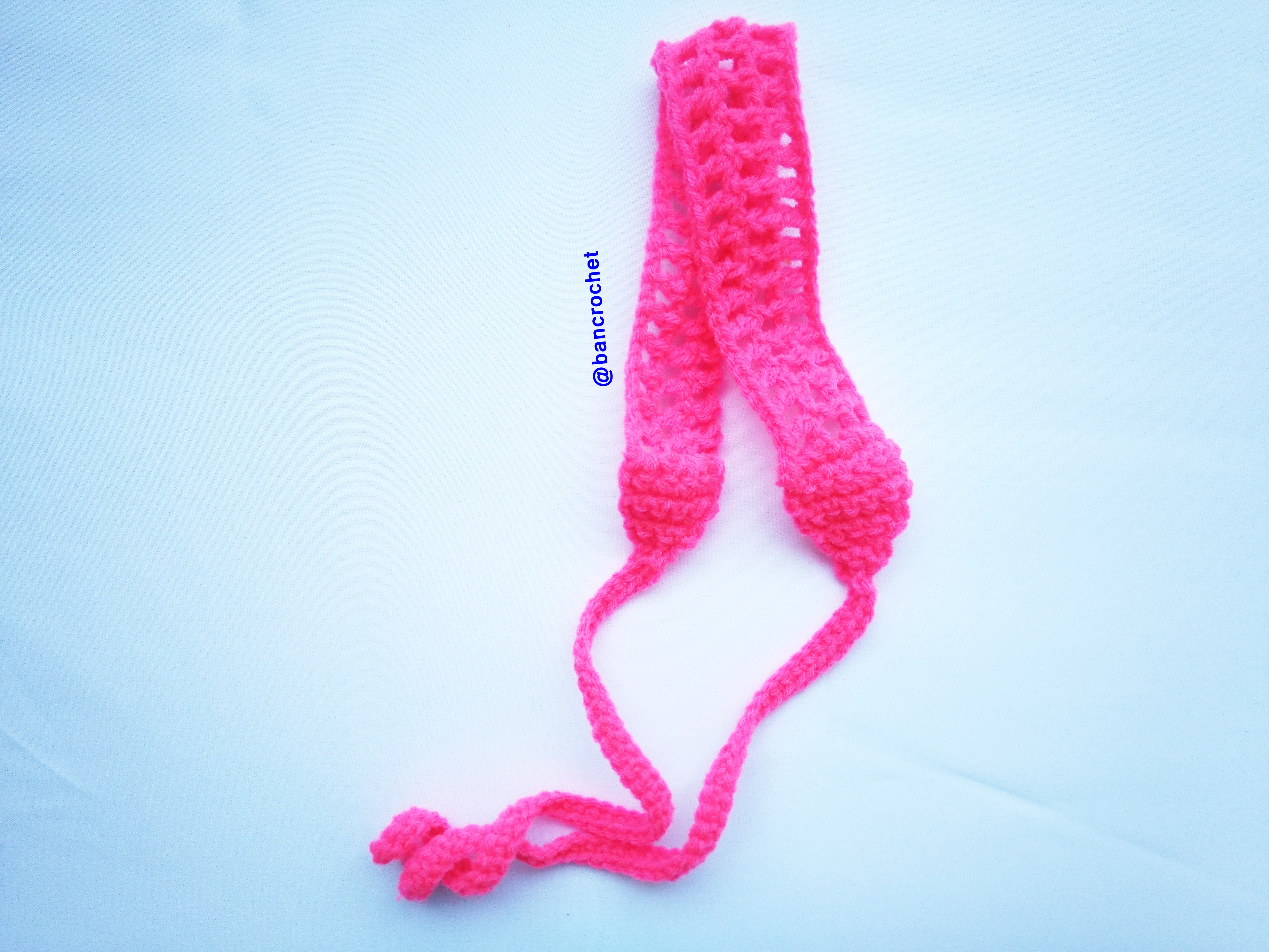 Bancrochet ที่คาดผมถักโครเชต์ crochet headband ชมพู 1-1.5*13 inch
