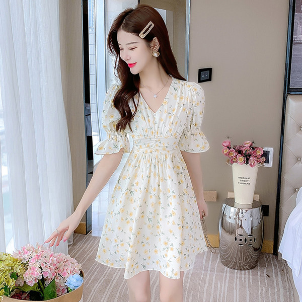 เดรสลูกไม้ เดรสชีฟองสวยๆ แขนสั้น By Meiyi women's clothing