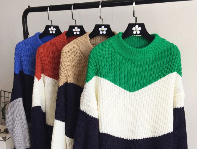 แฟชั่นกันหนาว เสื้อกันหนาว ไหมพรม แบบสวม ทับ ตัวใหญ่ ถักลาย 3 สี เสื้อกันหนาวผู้หญิง แบบสวย ๆ ใส่หน้าหนาว 740067