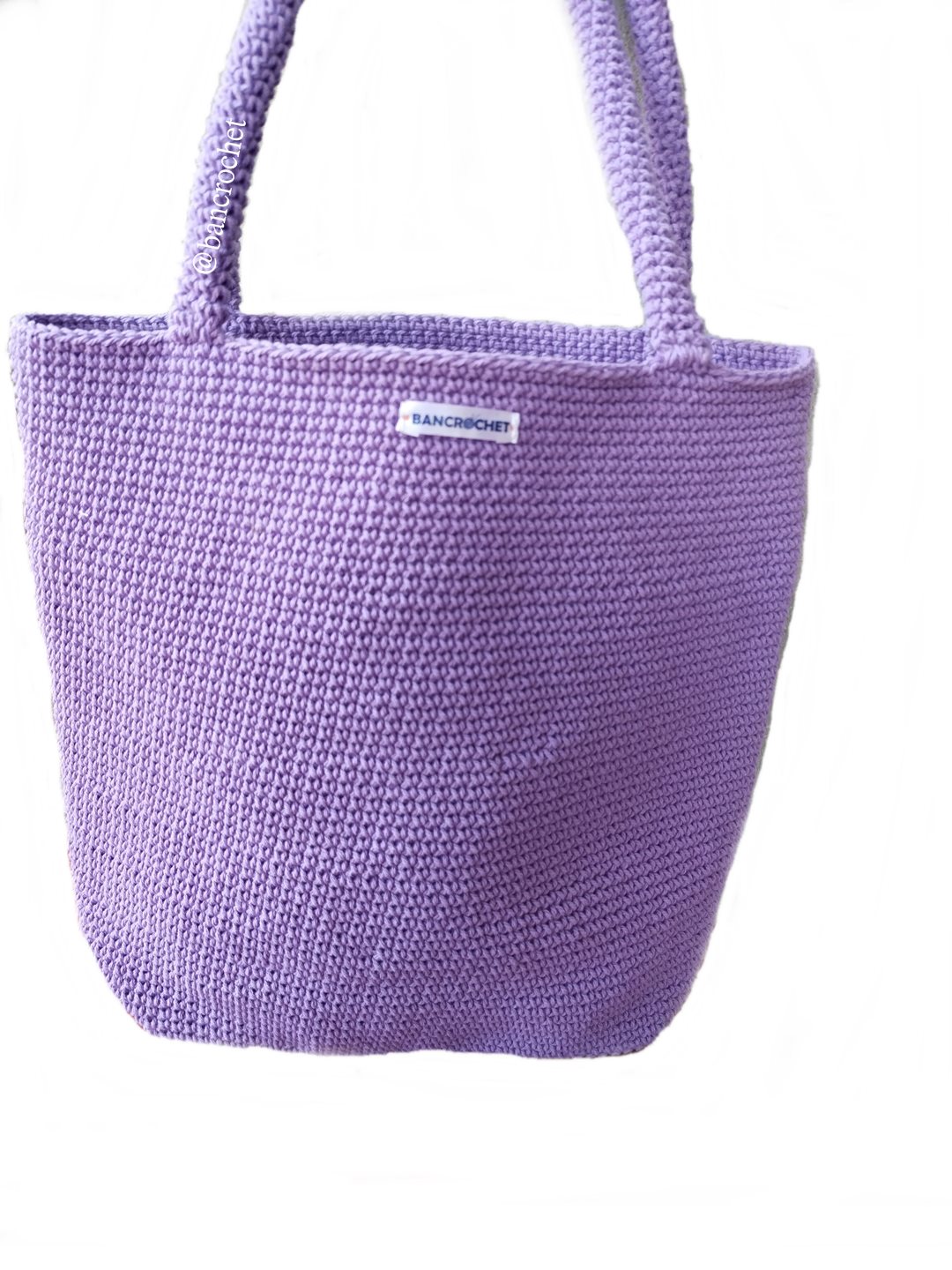 Bancrochet กระเป๋าถักโครเชต์ crochet bag ม่วง 29*30*9 สาย 22 cm