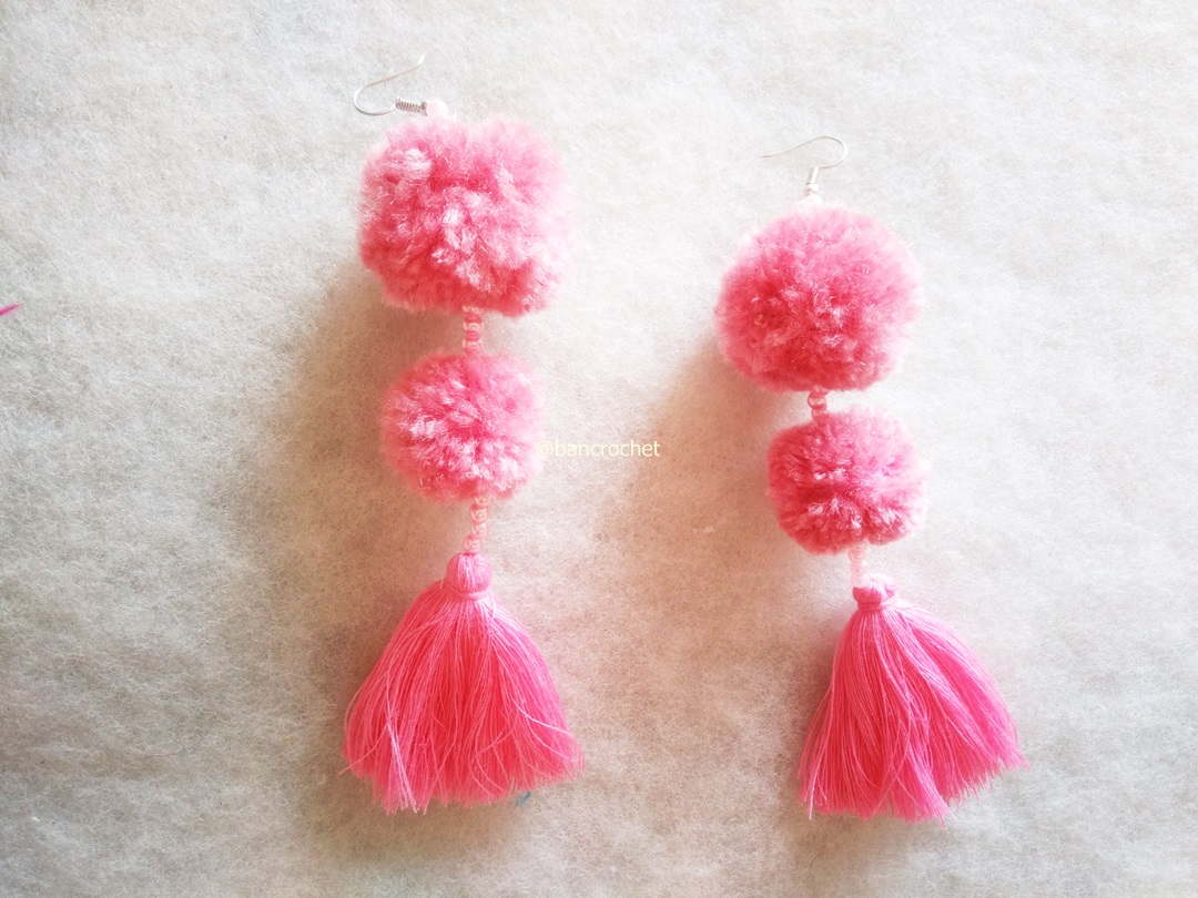 ต่างหูถักโครเชต์ crochet earrings หลากสี 5 นิ้ว