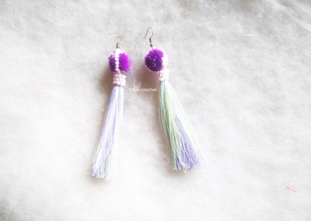 Bancrochet ต่างหูถักโครเชต์ crochet earring หลากสี 4-6 นิ้ว
