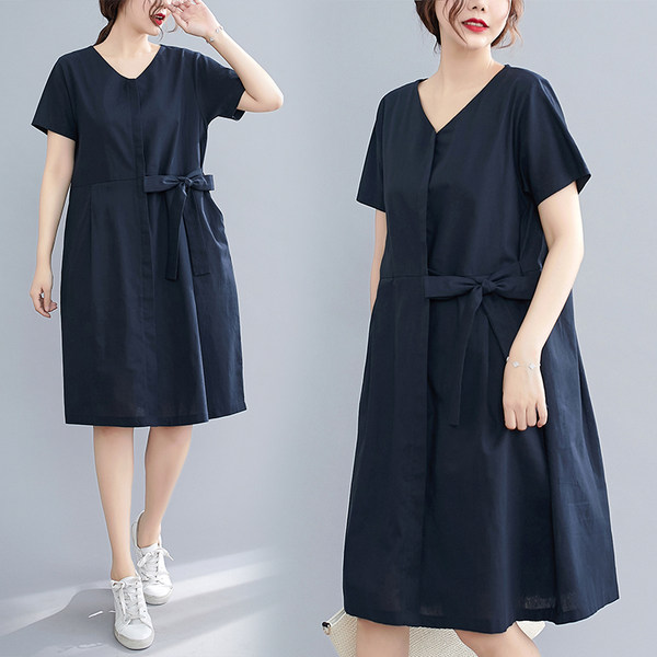 เสื้อลินินคนอ้วน เสื้อทีเชิ้ตคนอ้วนผู้หญิง เสื้อทีเชิ้ตตัวใหญ่ By Literary Plus size