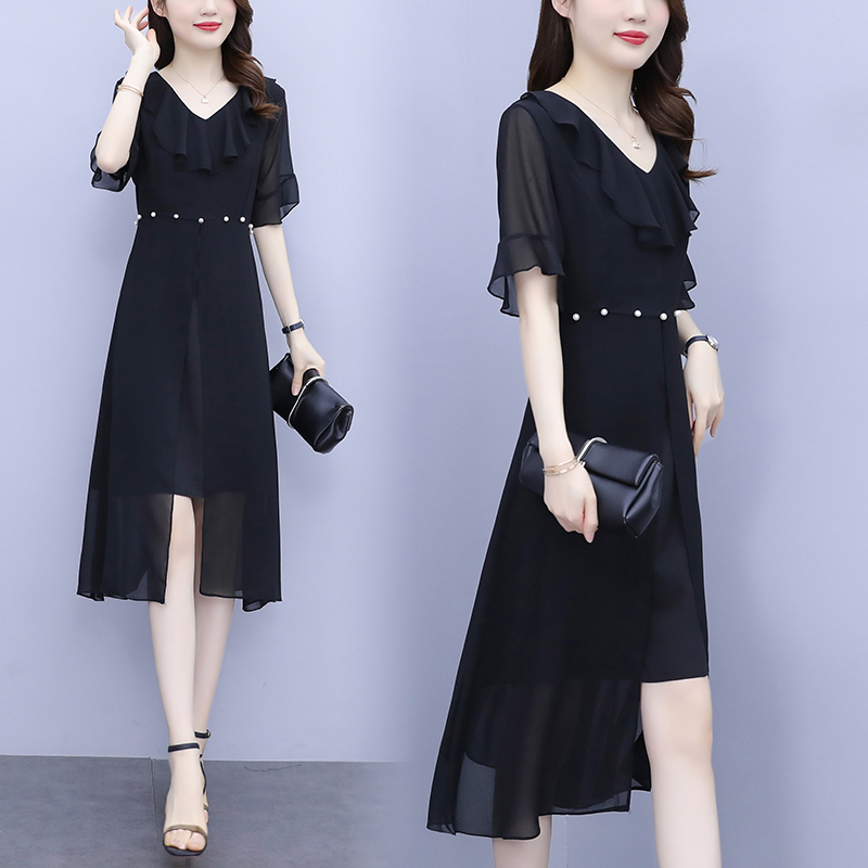 เดรสคนอ้วน เดรสสาวอวบ ชุดเดรสคนอ้วนวัยรุ่นแขนสั้น BY PLUS SIZE Girl