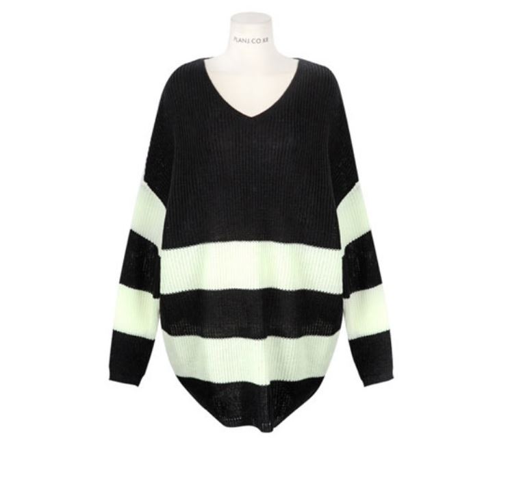 B&W Sweater เสื้อไหมพรมลายขวาง ขาวดำ ผ้าดี พร้อมส่ง same pic