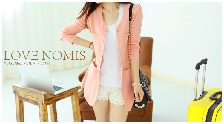พร้อมส่ง - เสื้อคลุมตัวยาว สีชมพูอ่อน สไตล์เกาหลี เก๋ๆ ชมพูอ่อน