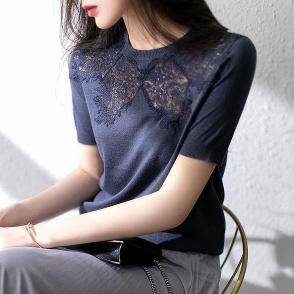 เสื้อลูกไม้ แขนสั้น