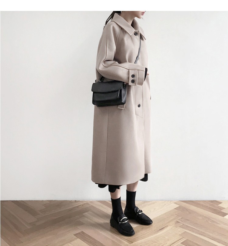 OverCoat เสื้อโค้ทยาวกันหนาว สไตล์ญี่ปุ่น แบบเรียบๆ ผ้าวูลผสมเนื้อดี บุซับในกันลม พร้อมส่ง