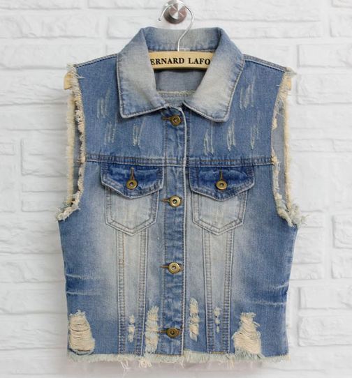 เสื้อยีนส์ ผู้หญิง แจ็คเก็ตยีนส์ แขนกุด ดีไซน์ ตกแต่ง แบบเซอร์ ใส่เป็น เสื้อคลุม เข้ากับ ชุดเดรส หวาน ๆ หรือ ใส่เที่ยวทะเล เก๋ ๆ 566675