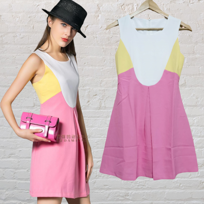 Dress4172 เดรสแขนกุดทรงสวย ดีเทลเก๋ๆ ตัดต่อสลับสี ผ้าโพลีเนื้อดีมีน้ำหนักทิ้งตัว งานดีทรงสวย ผ้าสวยเหมือนราคาหลักพัน แนะนำเลยจ้า