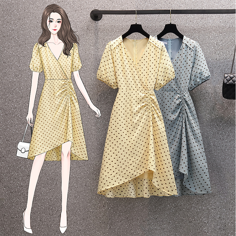 เดรสแขนสั้น มีไซส์ L-4XLอก 38-47 นิ้ว ใส่ได้ทั้งสาวหุ่นดีน่ารักจนถึงสาวอวบพลัสไซส์