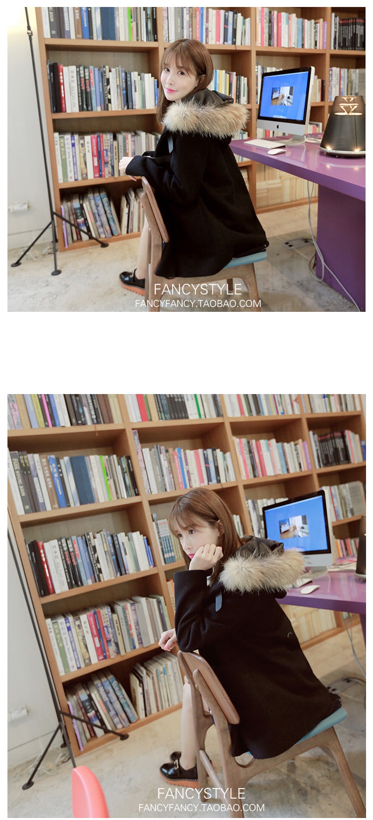 เสื้อโค้ท สีดำ แต่งขนเฟลอรอบฮู้ด (ถอดฮูดไม่ได้นะคะ) น่ารักมาก เนื้อผ้าสำลีไม่หนา บุซับในกันลม (ตัวขนของจริงจะฟูประมาน3/4ของในรูปจ้า) ดำ