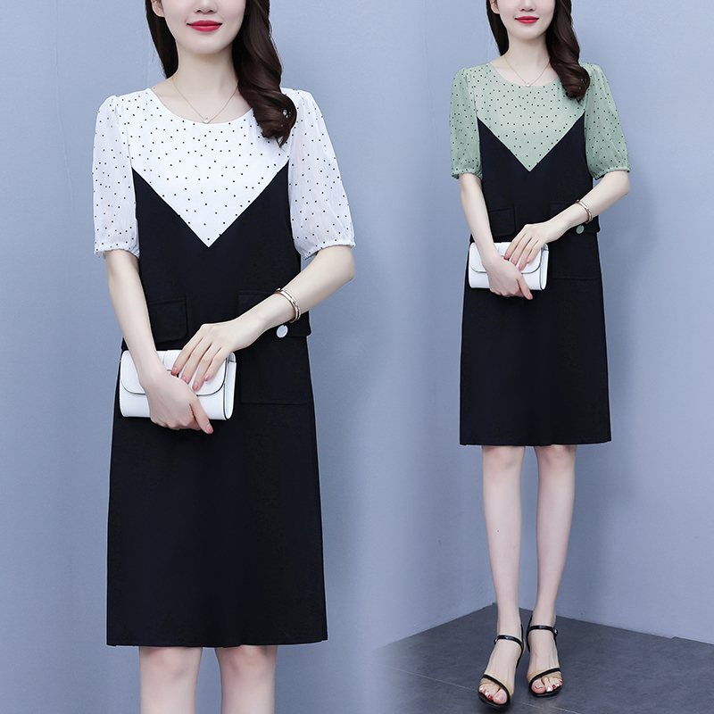 เดรสแขนสั้น มีไซส์ L-4XLอก 38-47 นิ้ว ใส่ได้ทั้งสาวหุ่นดีน่ารักจนถึงสาวอวบพลัสไซส์