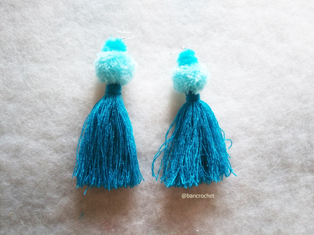 ต่างหูถักโครเชต์ crochet earrings หลากสี 5 นิ้ว