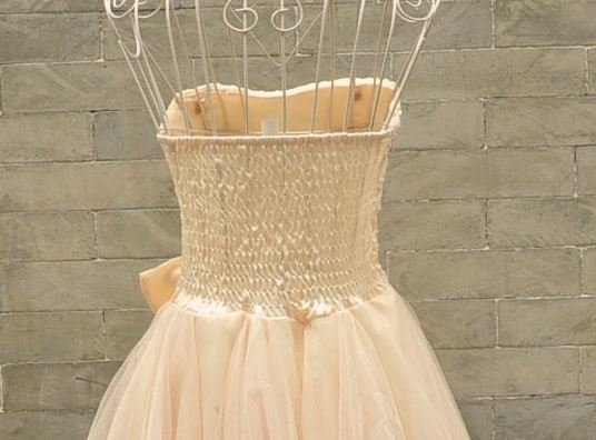 มินิเดรสเกาะอก ชุดแต่งงาน ออกงาน สีโอรส ปักเลี่ยม มีโบว์คาดเอว no 76520_1
