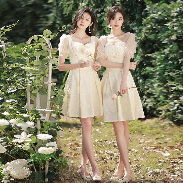 ชุดเพื่อนเจ้าสาวสีครีม ชุดเพื่อนเจ้าสาว ชุดไปงานแต่งงาน