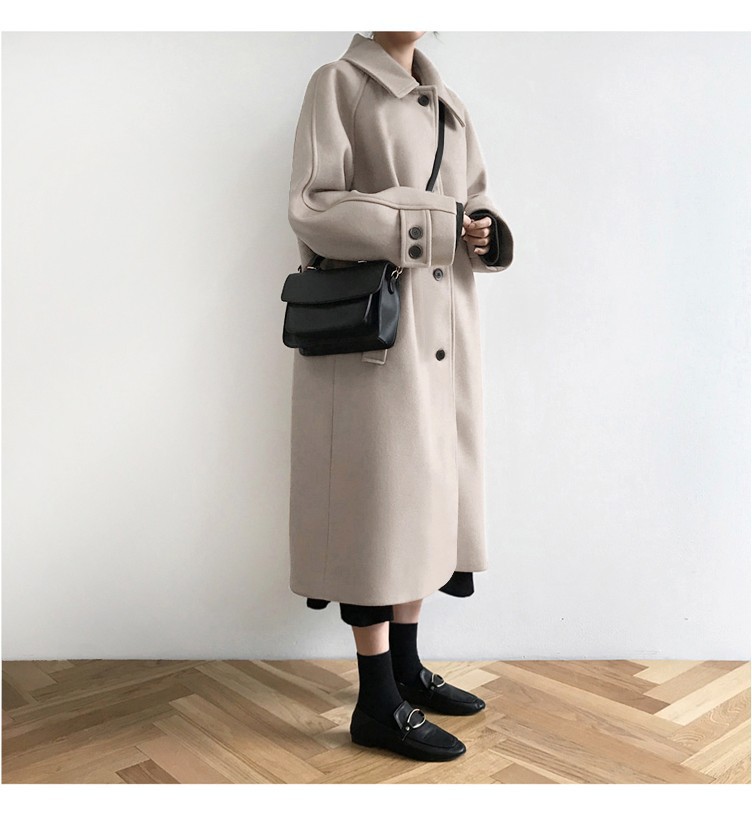 OverCoat เสื้อโค้ทยาวกันหนาว สไตล์ญี่ปุ่น แบบเรียบๆ ผ้าวูลผสมเนื้อดี บุซับในกันลม พร้อมส่ง