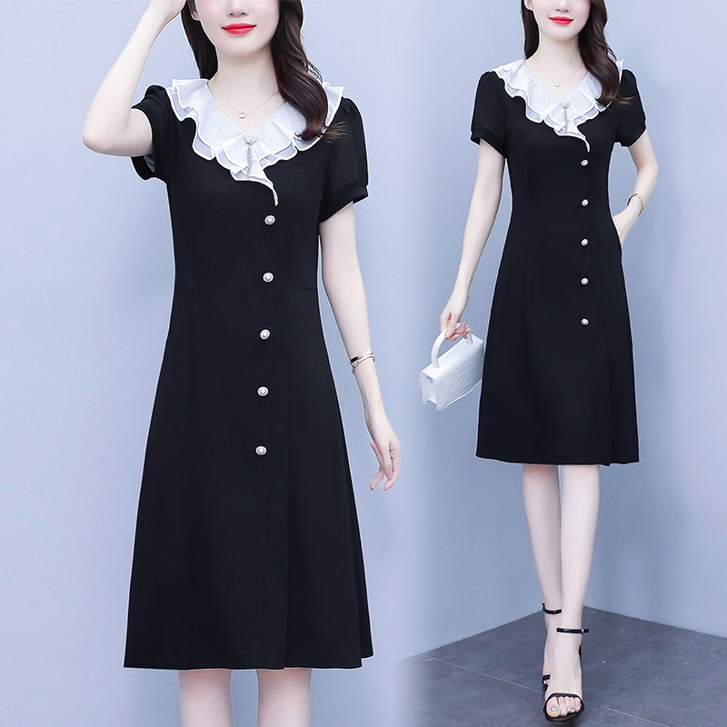 เดรสแขนสั้น มีไซส์ L-5XLอก 38-48 นิ้ว ใส่ได้ทั้งสาวหุ่นดีน่ารักจนถึงสาวอวบพลัสไซส์