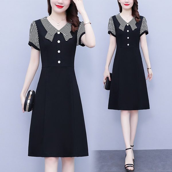 เดรสคนอ้วน เดรสสาวอวบ ชุดเดรสคนอ้วนวัยรุ่นแขนสั้น BY PLUS SIZE Girl