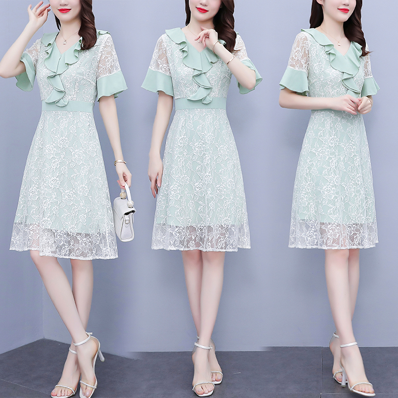 เดรสแขนสั้น มีไซส์ L-5XLอก 38-48 นิ้ว ใส่ได้ทั้งสาวหุ่นดีน่ารักจนถึงสาวอวบพลัสไซส์