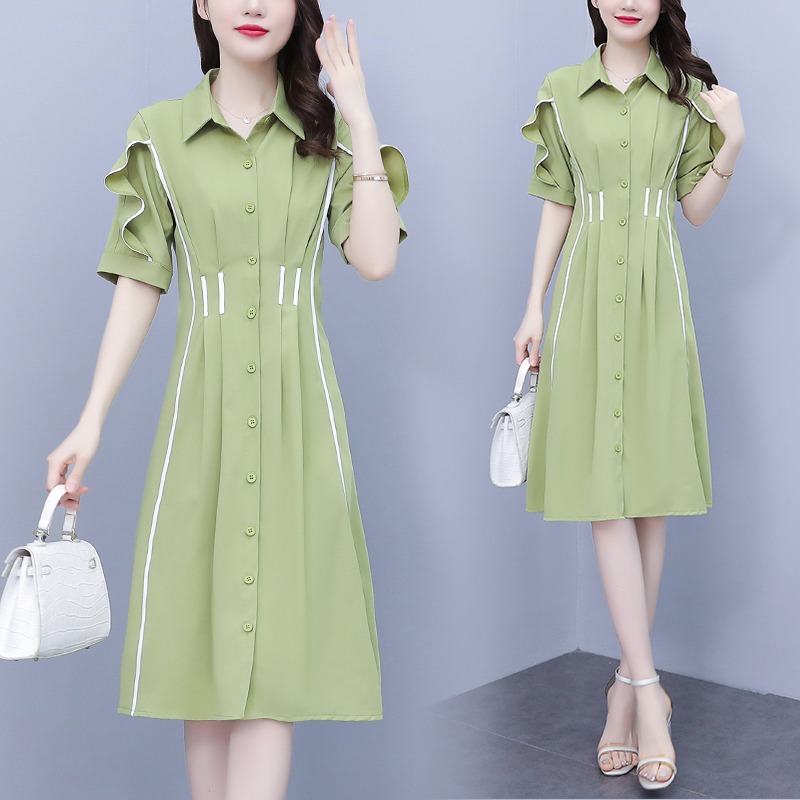 เดรสแขนสั้น มีไซส์ L-5XLอก 38-48 นิ้ว ใส่ได้ทั้งสาวหุ่นดีน่ารักจนถึงสาวอวบพลัสไซส์