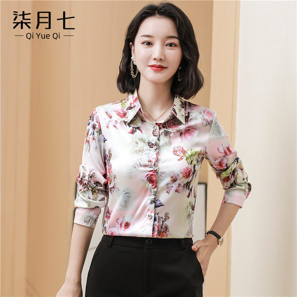 เสื้อเชิ้ตลายดอกผู้หญิง เสื้อเชิ้ตสาววัยผู้ใหญ่ ขายเสื้อผ้าแฟชั่นสุภาพสตรีวัยผู้ใหญ่
