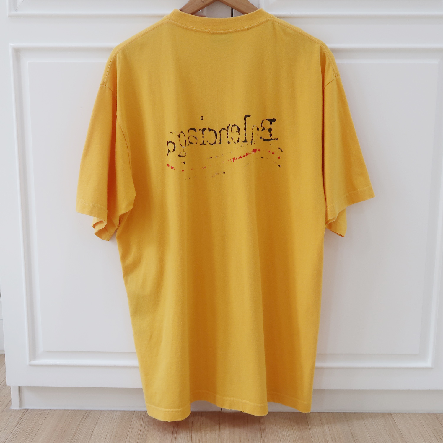 Balenciaga Yellow Wave Logo T Shirt