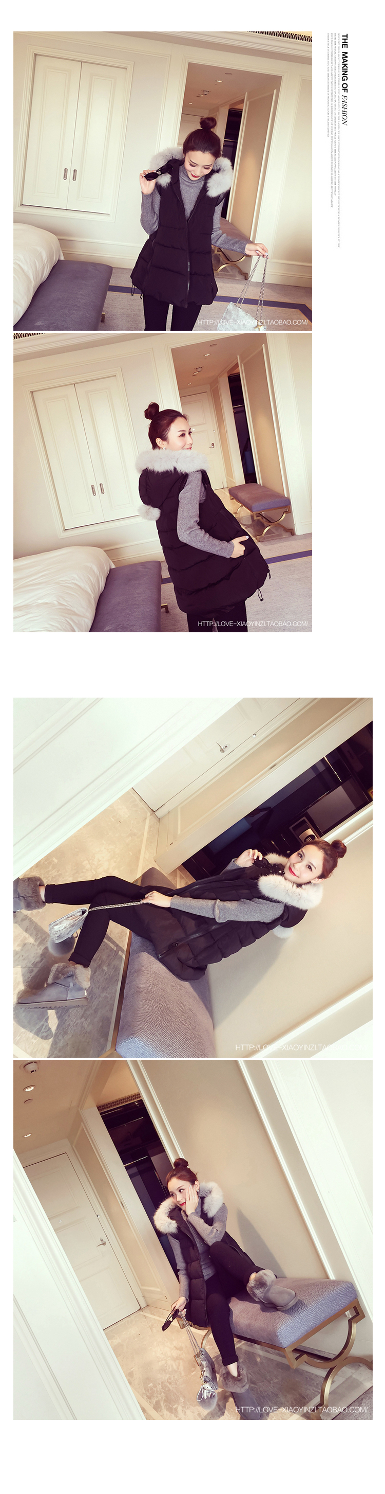 เสื้อกั๊กกันหนาว บุนวมฟูๆ แต่งขนเฟอร์สีขาวที่ฮู้ด ผ้าร่มเนื้อดีกันลม เกาหลีมากๆ พร้อมส่ง