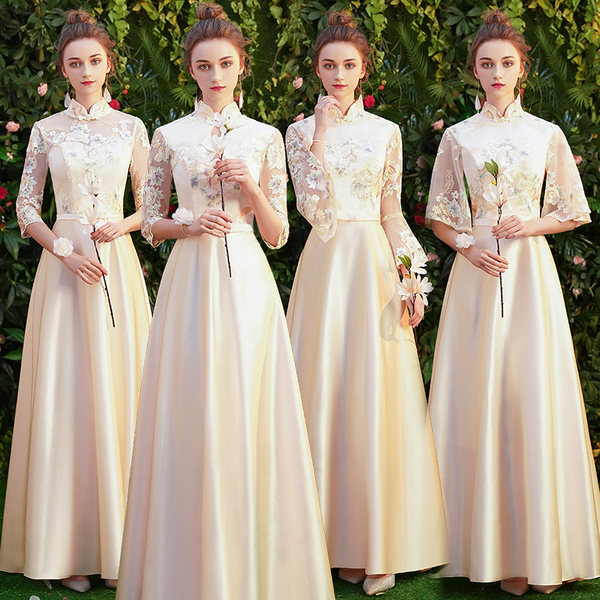 ชุดเพื่อนเจ้าสาวสีครีม ชุดเพื่อนเจ้าสาว ชุดไปงานแต่งงาน