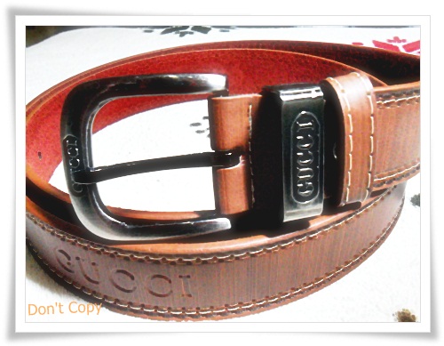 เข็มขัดผู้ชาย gc สีน้ำตาลอ่อน A008