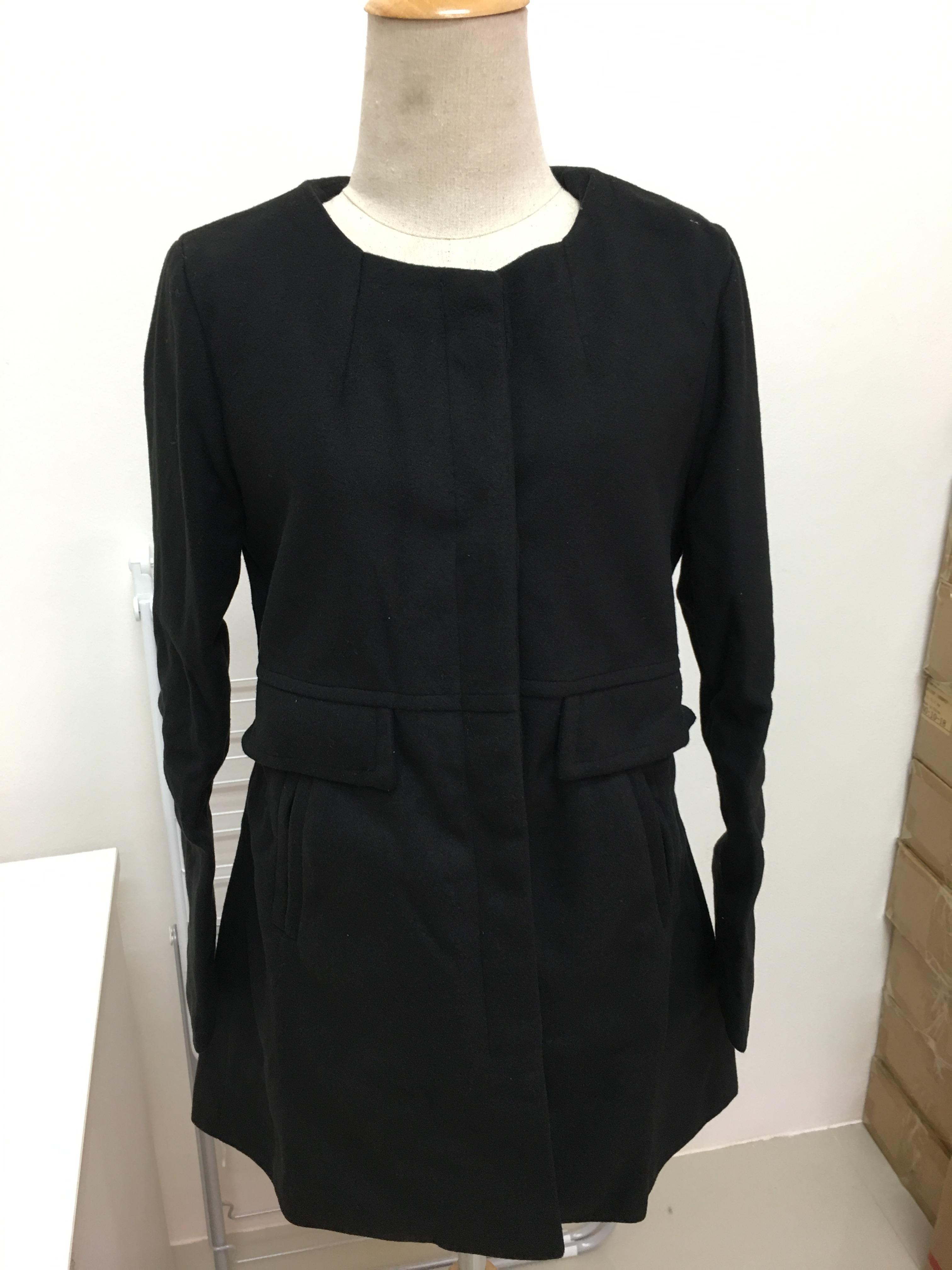 เสื้อโค้ทกันหนาว ผ้าวูลเนื้อดีหนานุ่ม บุซับในกันลม พร้อมส่ง สีดำ