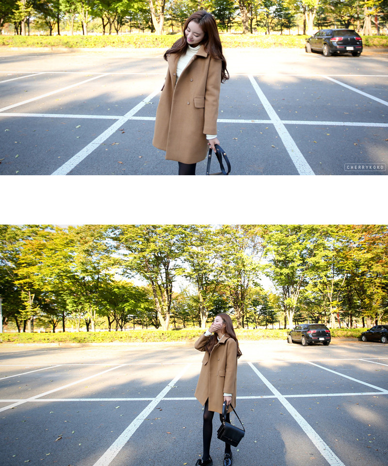 เสื้อโค้ทกันหนาว ทรงสวย ใส่ได้หลายแบบ ผ้าดีบุซับในกันลม พร้อมส่ง น้ำตาล