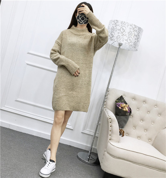 Sweater สีครีม เสื้อไหมพรมถักยาว 27.5 นิ้ว ใส่ตัวเดียวเป็นมินิเดรสได้เลย เก๋ๆ ไหมพรมนุ่มยืดได้เยอะ
