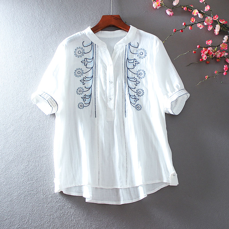 เสื้อลินิน เสื้อผ้าฝ้ายลินิน เสื้อเชิ้ตผ้าลินิน ปักลายสวยๆด้วยด้าย สไตล์VINTAGE BY Dreamroom