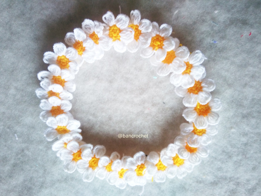 ดอกไม้ถักโครเชต์ crochet flowers สีขาว 2 นิ้ว