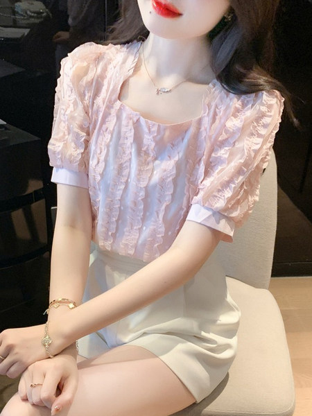 เสื้อลูกไม้ แขนสั้น