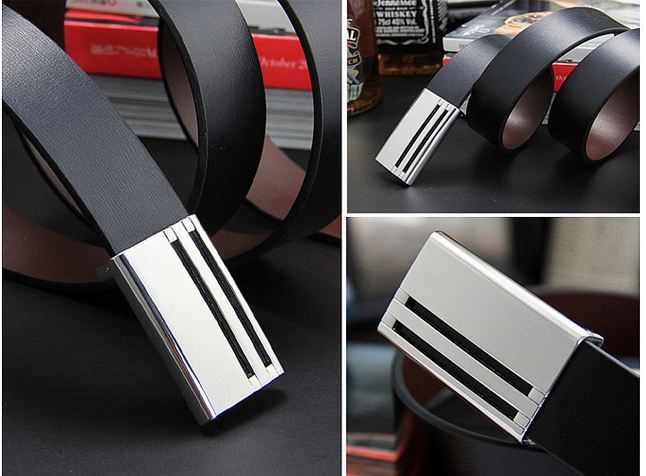 เข็มขัดหนังแท้ เข็มขัดผู้ชาย เข็มขัดใส่ทำงาน เข็มขัดทำงาน สำหรับ ผู้บริหาร หนุ่ม ออฟฟิต สุดหรู หัวเข็มขัด ดีไซน์ สี่เหลี่ยม สีดำ และ สีเงิน 864427